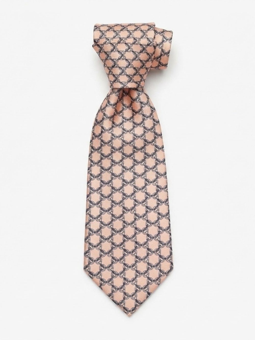 Hermes Men's Pink Patterned Silk Tie - Brand